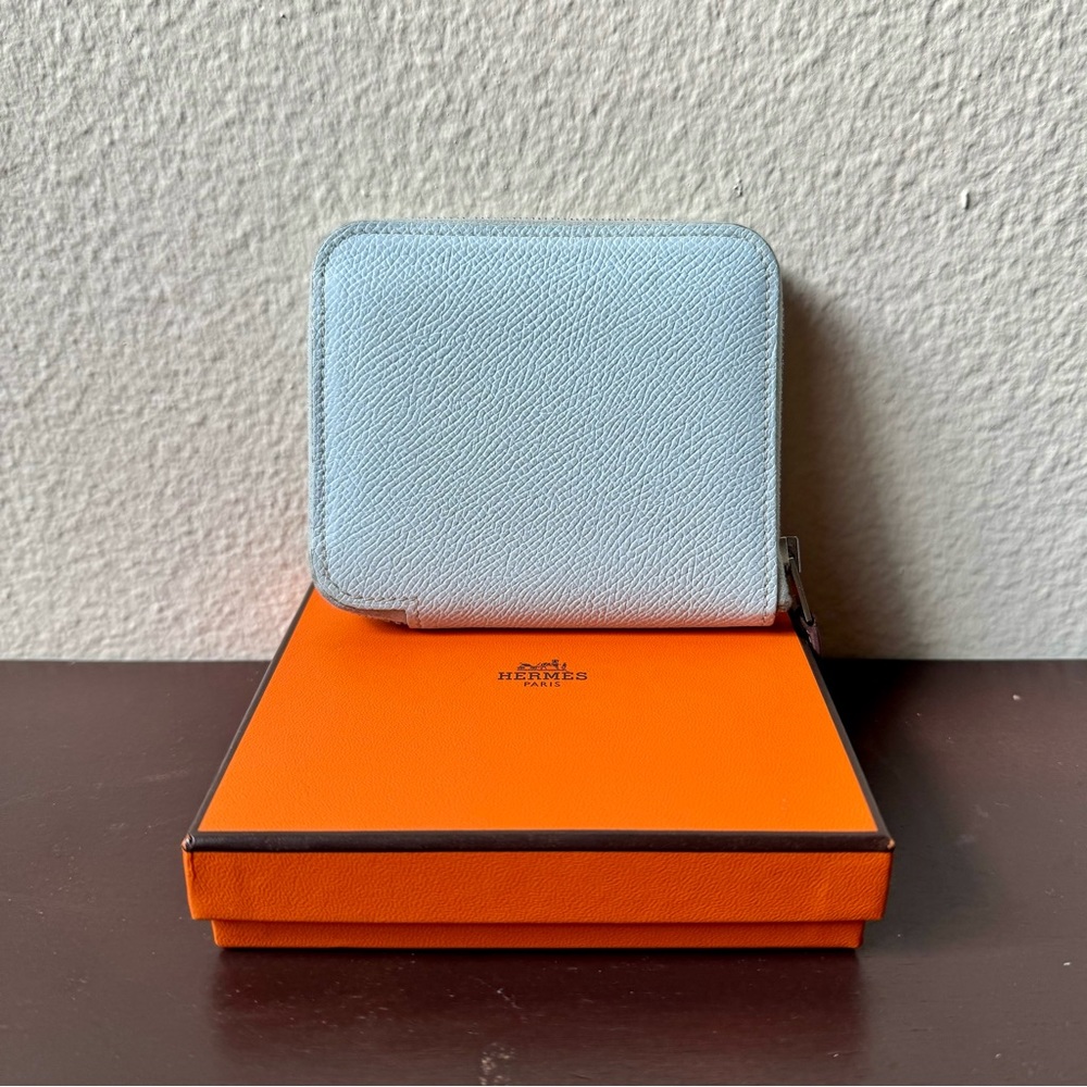 HERMES Epsom Silk’In Compact Wallet Bleu Brume
